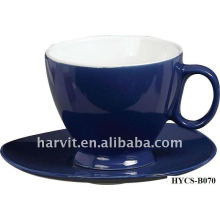 Verschiedene reine Farbe glasierte runde elegante Steinzeug Kaffee / Tee Tasse &amp; Untertasse